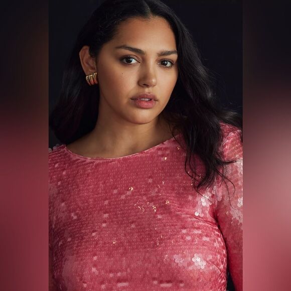 Anthropologie Sequin Drape Back Dress NWT - Picture 3 of 14